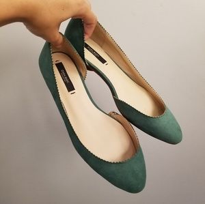 NEW ZARA Emerald Green Suede flats